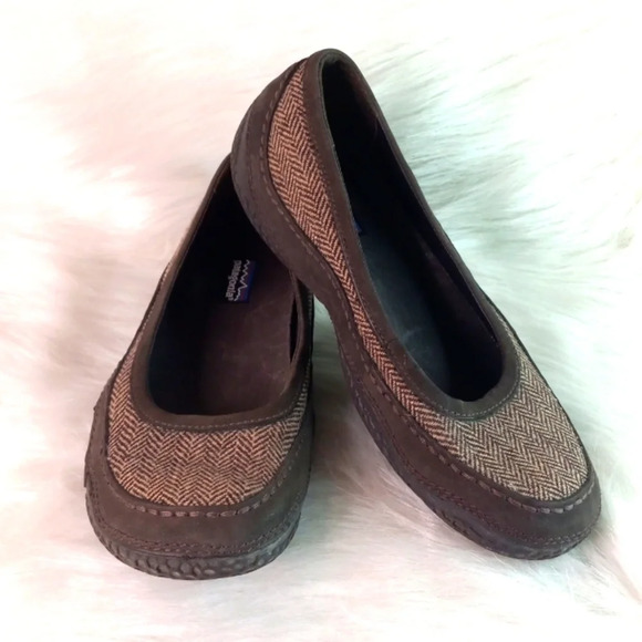 Patagonia Gumwood Wool Mary Jane Flat Wool Leather Blend Womens Size 6m Brown - Picture 1 of 8